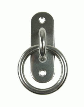 Edelstahl Augplatte / Wandhaken, schmal mit Ring, D5 -  45 x 15mm, V2A