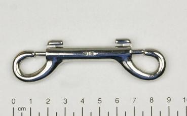 Edelstahl Doppelkarabiner, 2 Haken, 90mm, V4A, AISI 316, rostfrei