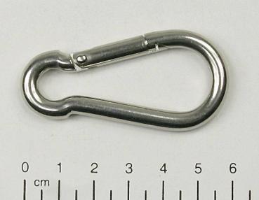 Edelstahl Karabiner, 6x60mm, V4A / AISI 316, rostfrei