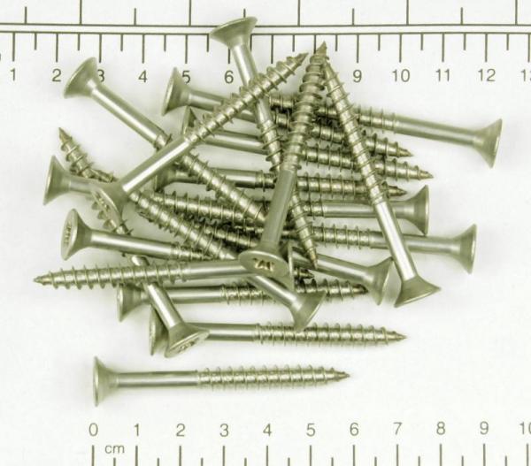 20x Edelstahl Holzschraube, Senkkopf, Kreuzschlitz, 6x60mm, V2A