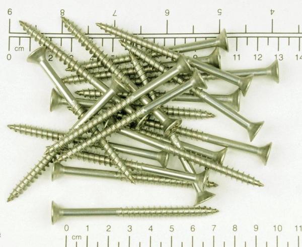 20x Edelstahl Holzschraube, Senkkopf, Kreuzschlitz, 6x80mm, V2A