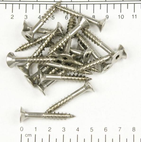 20x Edelstahl Holzschraube, Senkkopf, Sternantrieb, 6x40mm, V2A