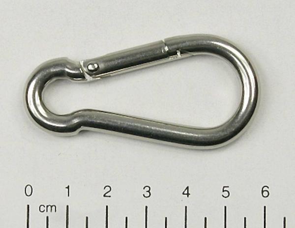 Edelstahl Karabiner, 6x60mm, V4A / AISI 316, rostfrei